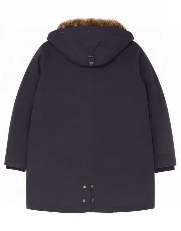 Giacca Parka con cappuccio da donna Marks & Spencer UK 20 3XL Poliestere blu navy