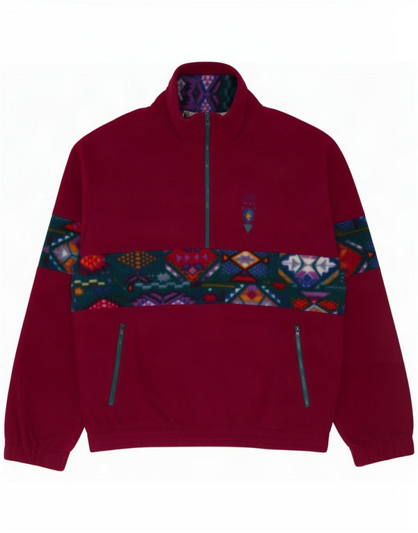 Lotto Maglione in pile da uomo con zip e collo UK 40 Large Bordeaux Poliestere