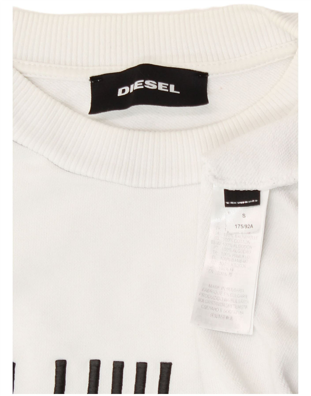 Diesel Felpa con grafica da uomo Maglione piccolo in cotone bianco
