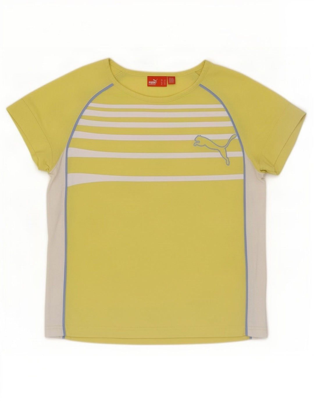 T-shirt da donna Puma UK 12 media a righe gialle