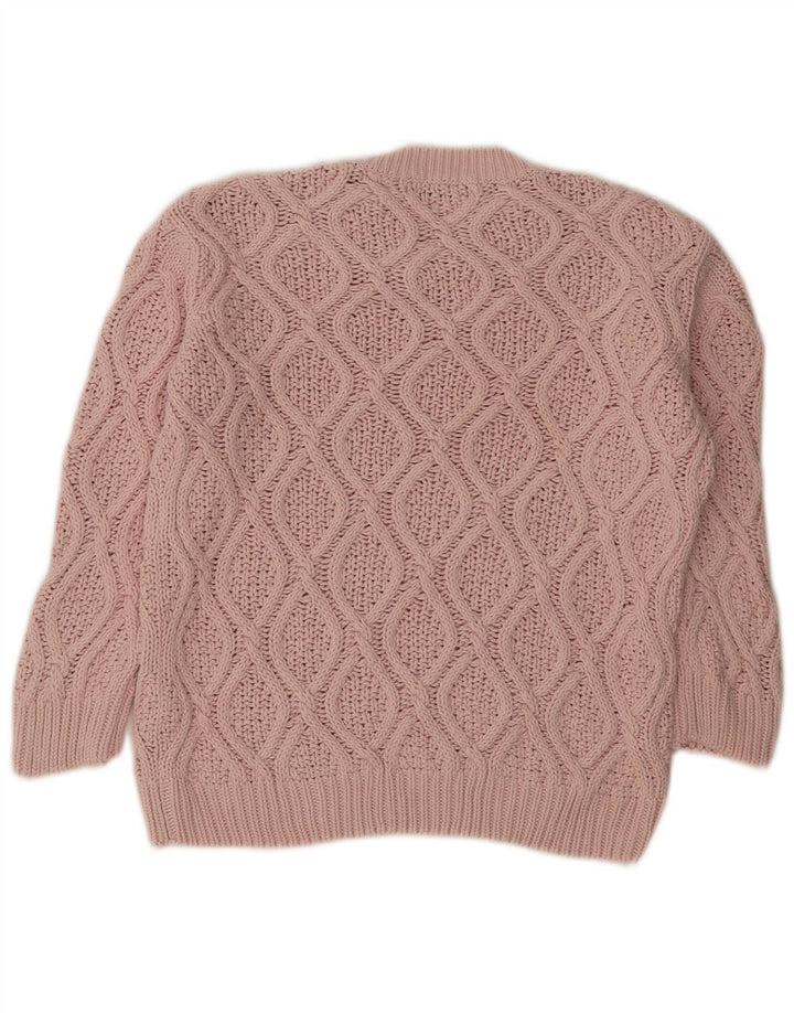 Maglione maglione girocollo da donna Zara UK 14 cotone rosa medio
