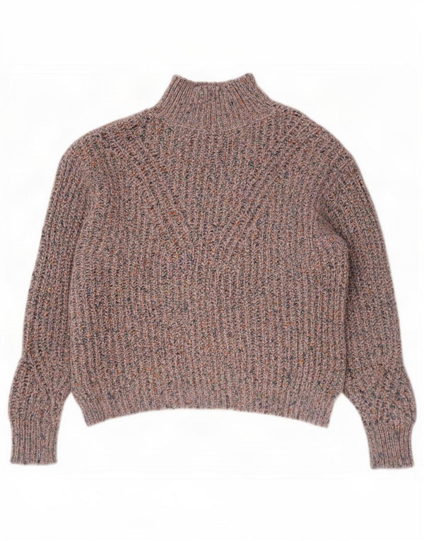 Maglione maglione a collo alto da donna Marks & Spencer UK 10 piccolo blu screziato