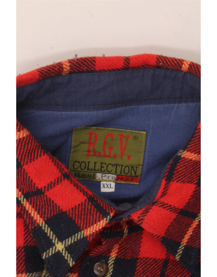 VINTAGE Mens Flannel Shirt 2XL Red Check Vintage Vintage and Second-Hand Vintage from Messina Hembry 