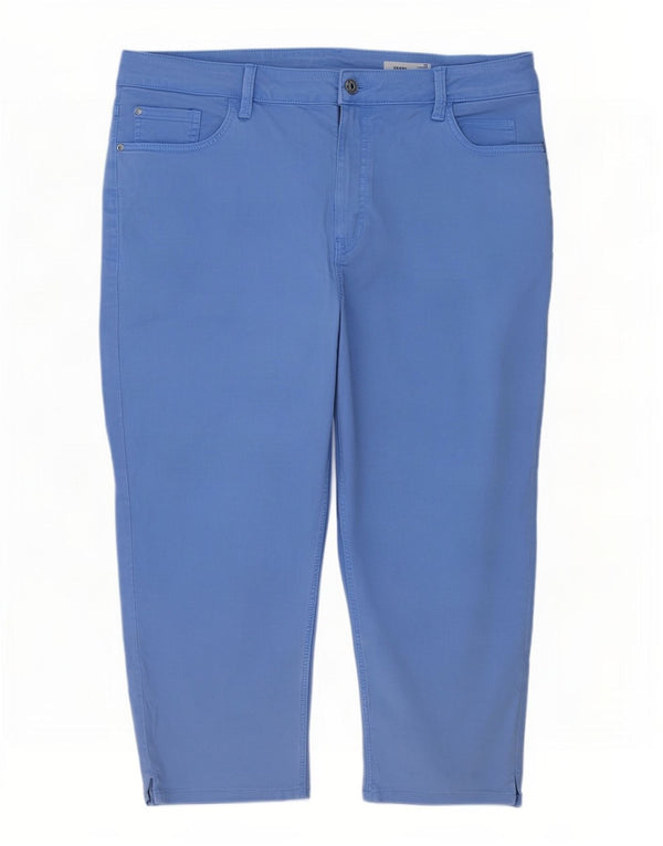 Pantaloni Capri a vita alta da donna Marks & Spencer UK 22 3XL W40 L22 Blu