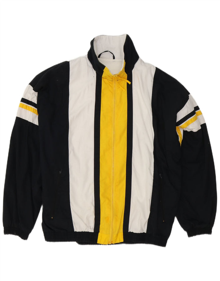 Giacca da ginnastica vintage da uomo XL color block nero