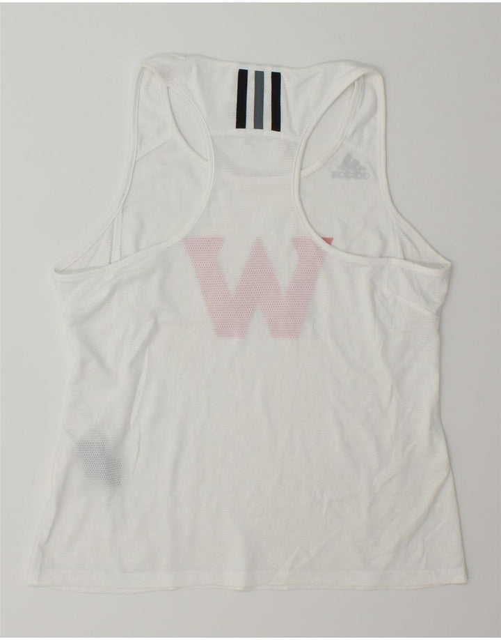 ADIDAS Womens Climalite Graphic Vest Top UK 12 Medium White Polyester Vintage Adidas and Second-Hand Adidas from Messina Hembry 