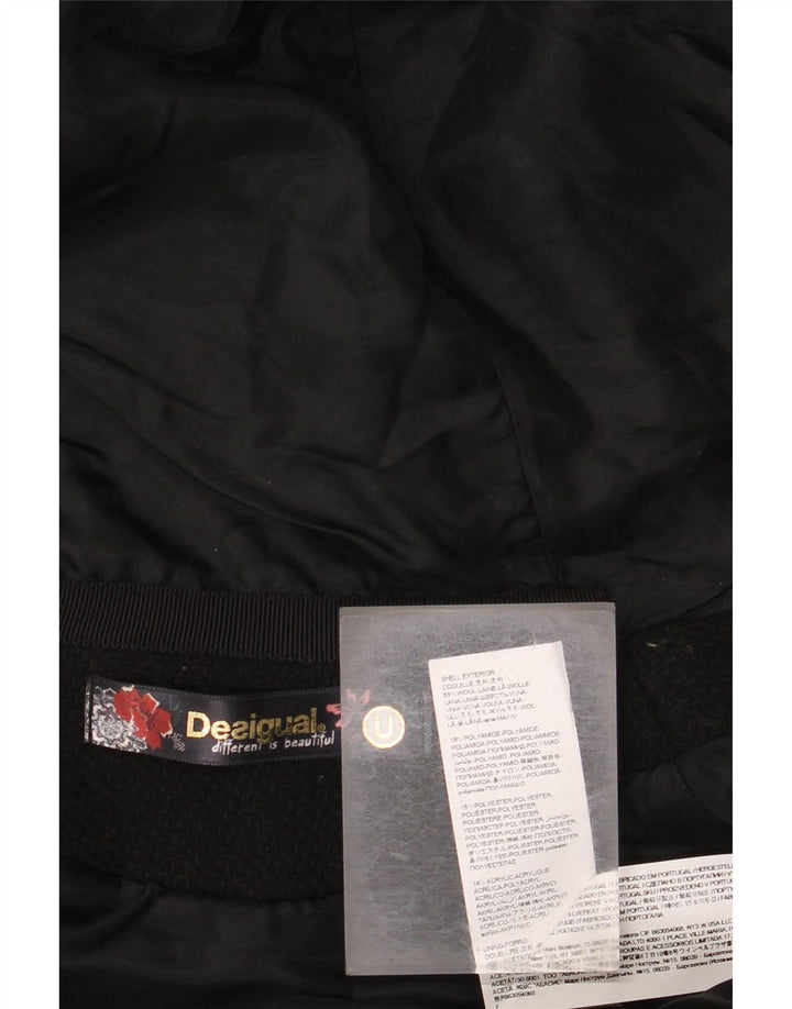 DESIGUAL Cappotto a mantella con cappuccio da donna Taglia unica Lana floreale nera