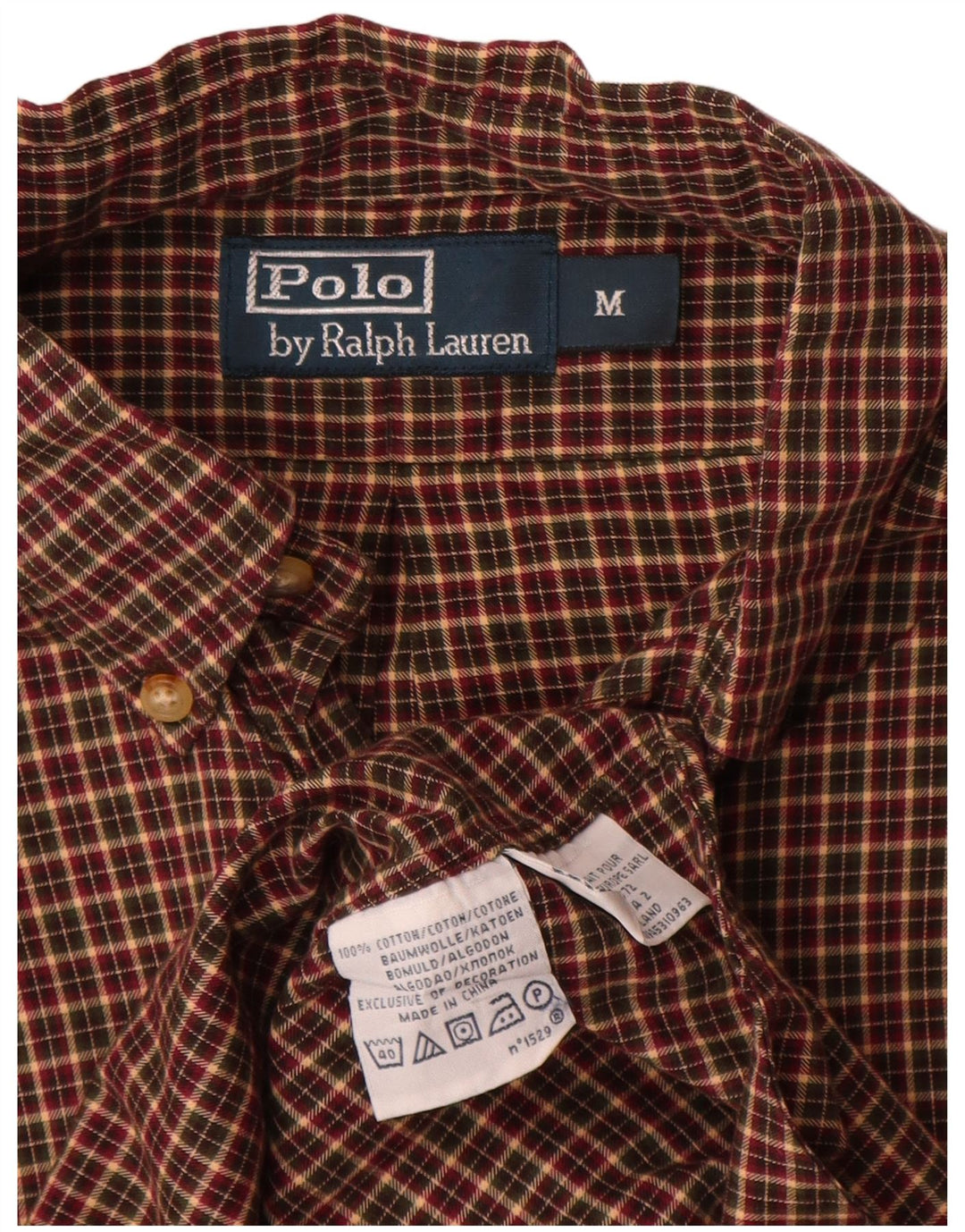 Polo Ralph Lauren Camicia da uomo in flanella di cotone a quadri marrone medio