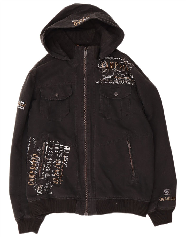 Camp David Bomber grafico da uomo UK 42 XL Cotone nero