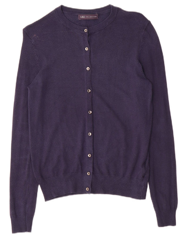 Maglione cardigan da donna Marks & Spencer UK 12 Viscosa blu navy medio