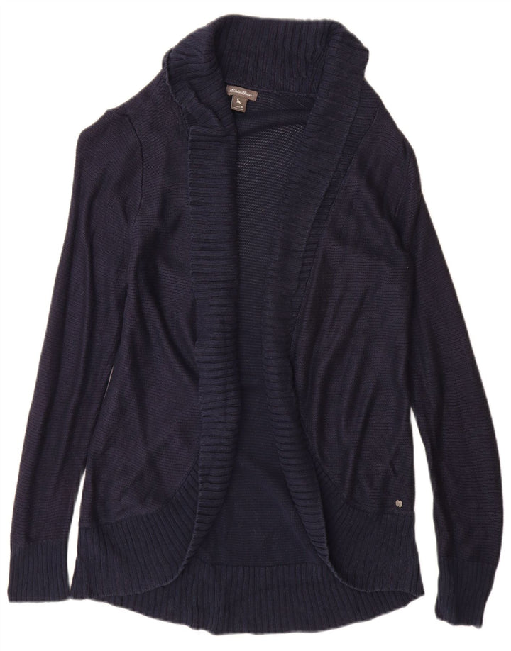 Maglione cardigan aperto da donna Eddie Bauer UK 12 Rayon blu navy medio