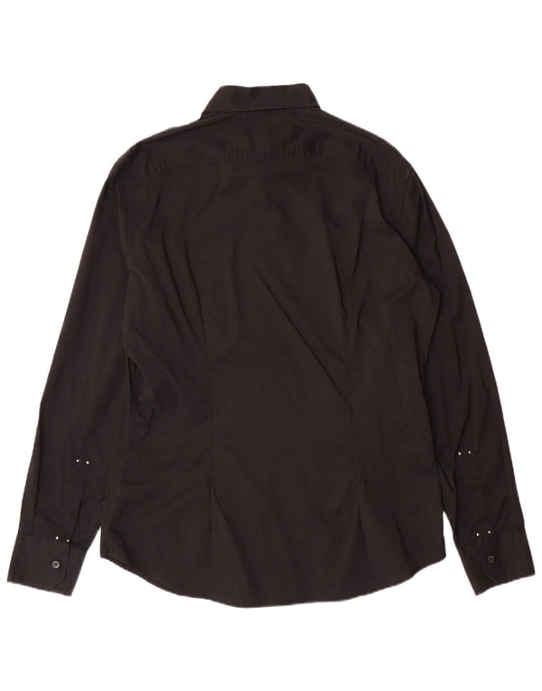 TRUSSARDI JEANS Camicia Uomo Large Nera in Cotone