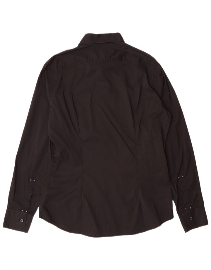 TRUSSARDI JEANS Camicia Uomo Large Nera in Cotone