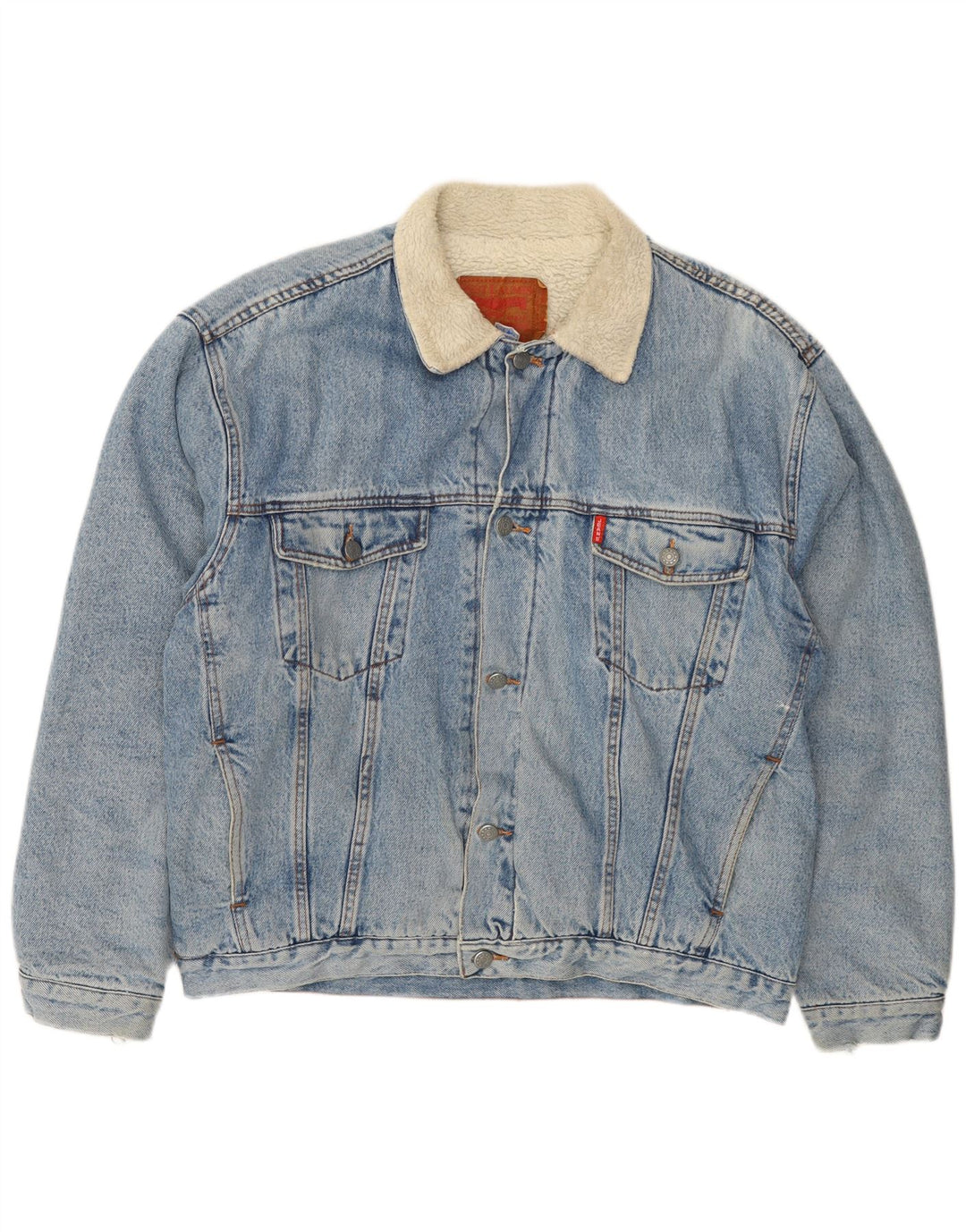 Giacca da uomo in denim sherpa VINTAGE UK 41 XL cotone blu