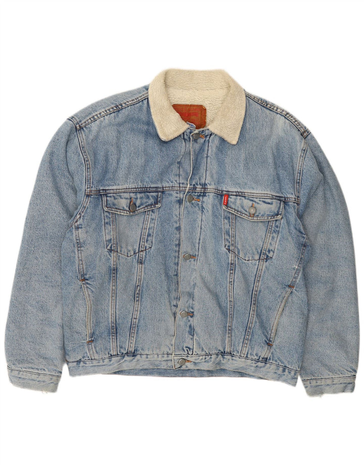 Giacca da uomo in denim sherpa VINTAGE UK 41 XL cotone blu