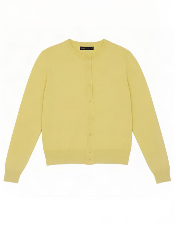 Maglione cardigan da donna Marks & Spencer UK 14 Viscosa giallo medio