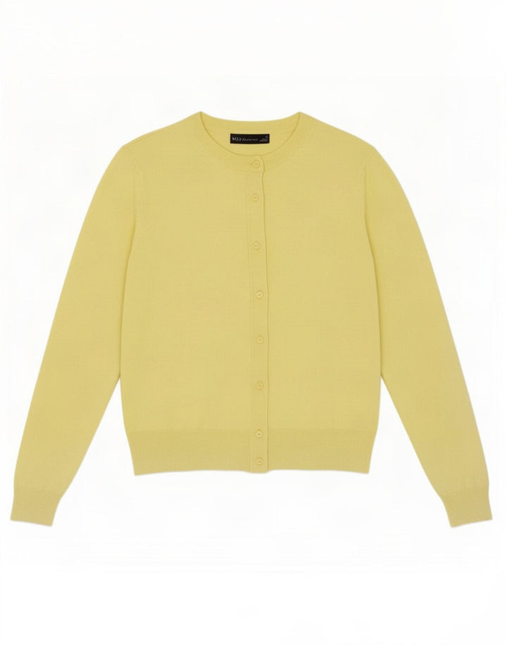 Maglione cardigan da donna Marks & Spencer UK 14 Viscosa giallo medio