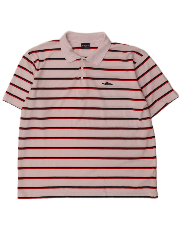 Polo da uomo Umbro 2XL poliestere a righe bianche