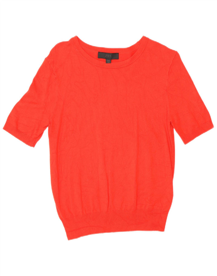 Top Blusa Donna Zara UK 14 Large Rosso Viscosa