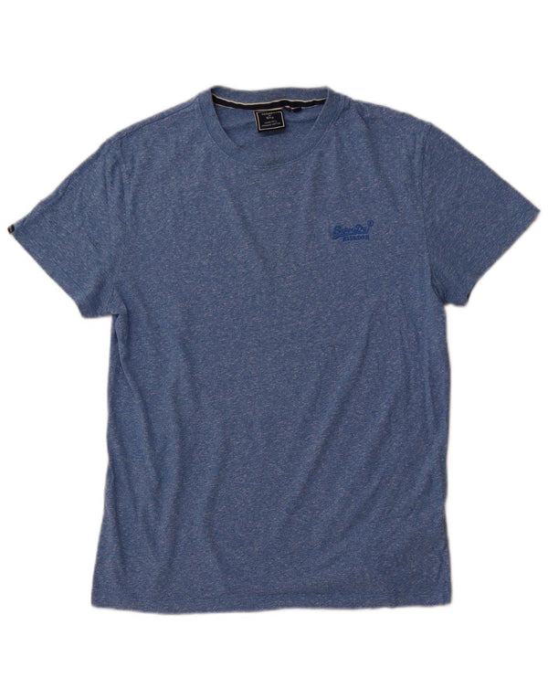 T-shirt da uomo SUPERDRY Top in cotone screziato blu medio