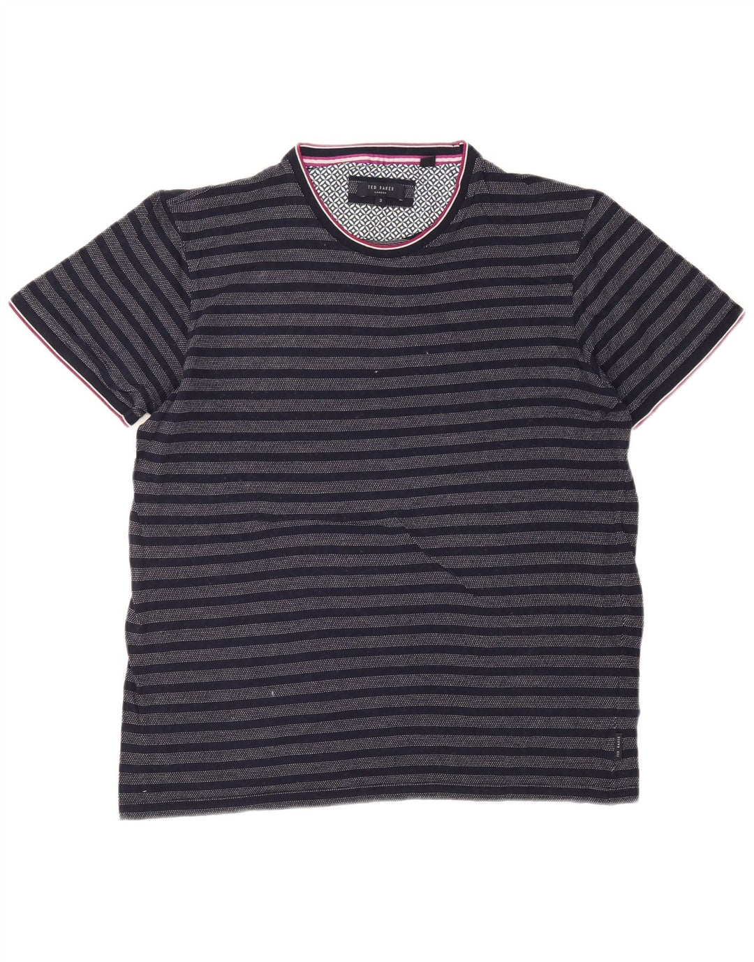 T-shirt da uomo Ted Baker taglia 3 media cotone a righe blu navy