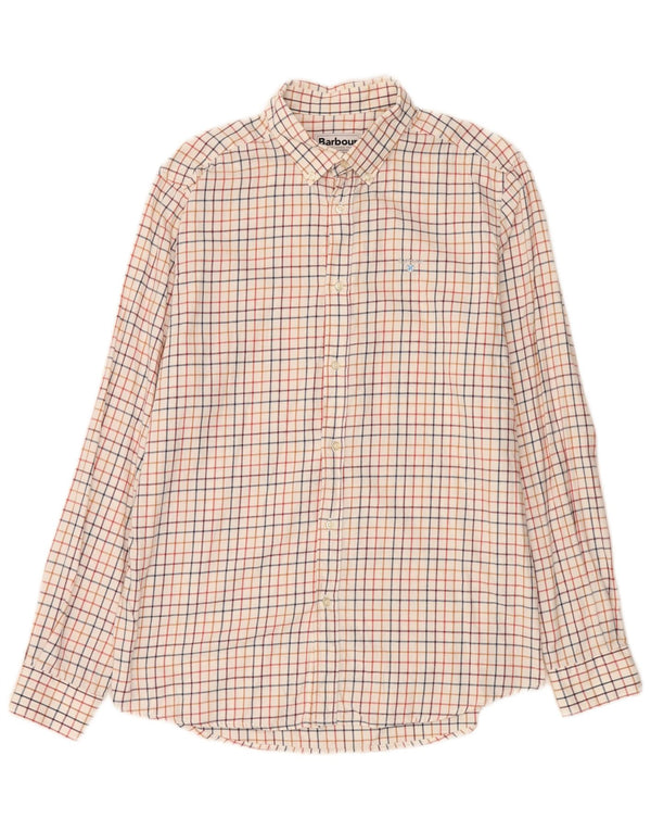 Camicia Barbour da uomo su misura in cotone a quadri bianchi di grandi dimensioni