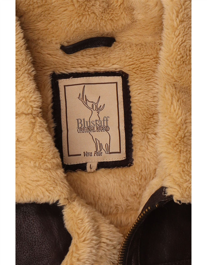 Giubbotto in shearling da donna BLUSTAFF UK 16 grande in pelle marrone