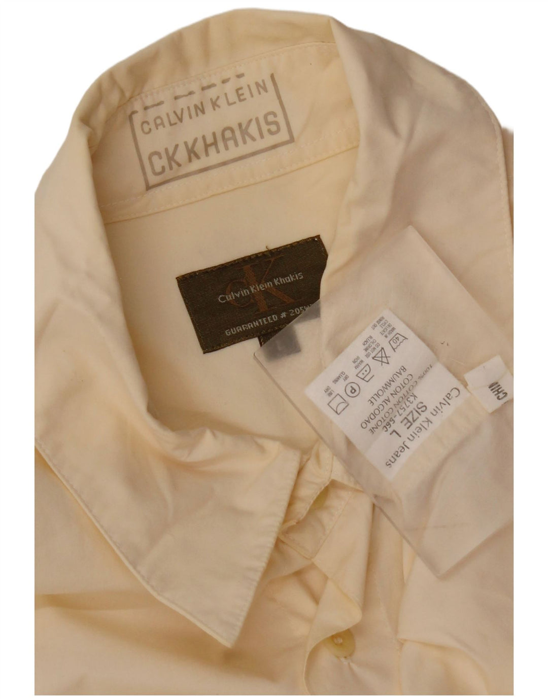 CALVIN KLEIN Camicia Uomo Large Giallo Cotone