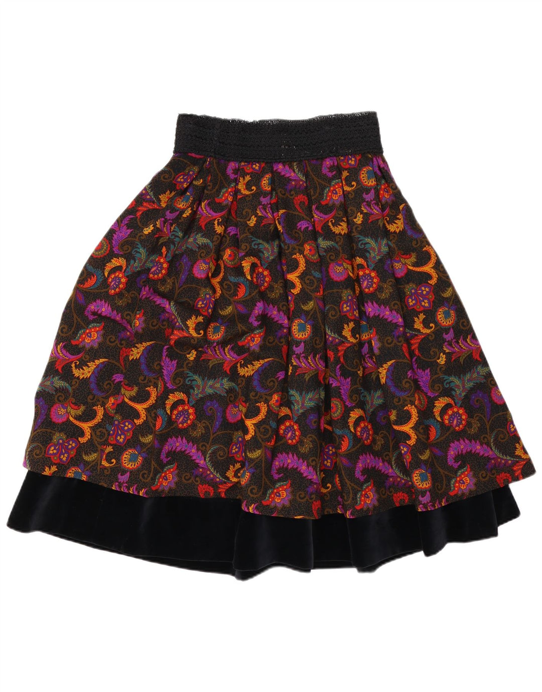 Gonna a strati vintage da donna W27 piccola in lana Paisley multicolore