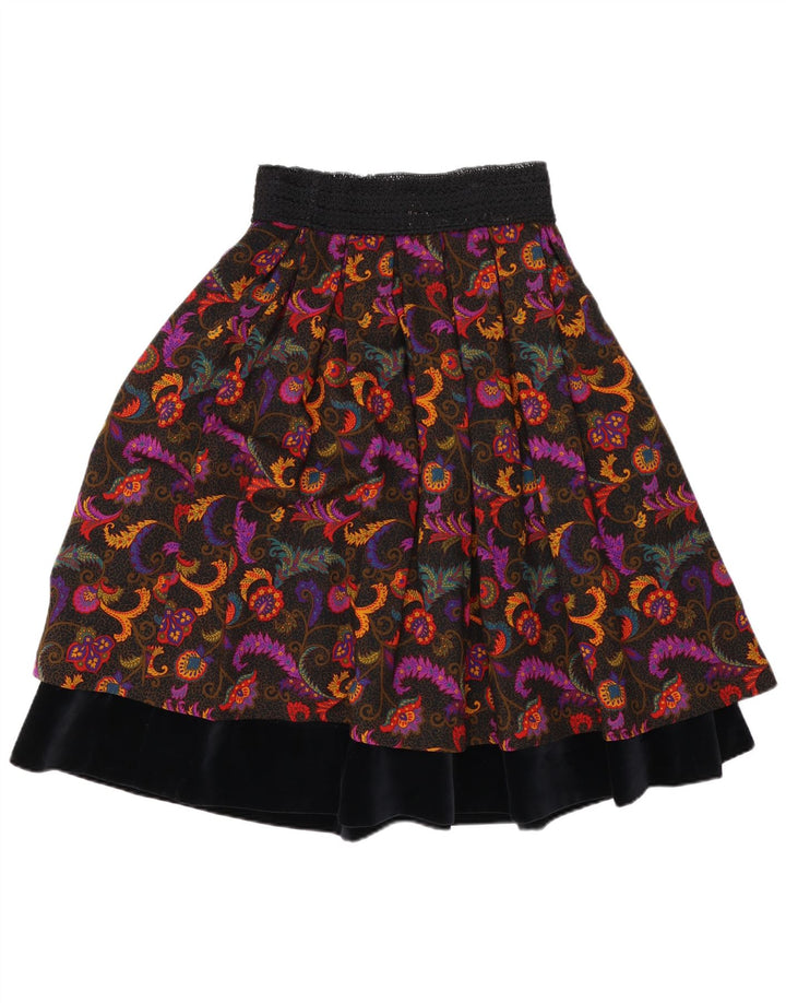 Gonna a strati vintage da donna W27 piccola in lana Paisley multicolore