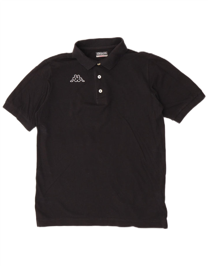 Polo grafica da uomo Kappa piccola in cotone nero