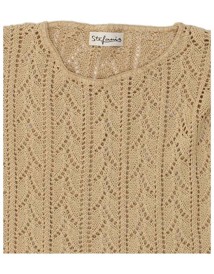 STEFANIA Womens See Through Crew Neck Jumper Sweater UK 16 Large Brown | Vintage Stefania | Thrift | Second-Hand Stefania | Used Clothing | Messina Hembry 