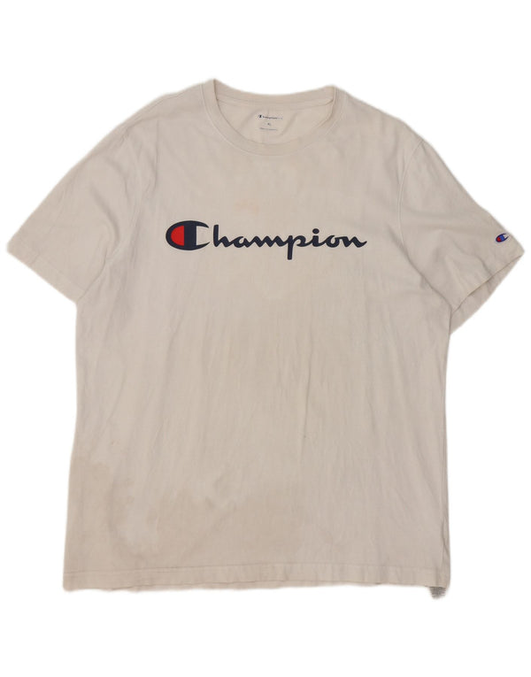 T-shirt grafica da uomo Champion Top XL in cotone bianco