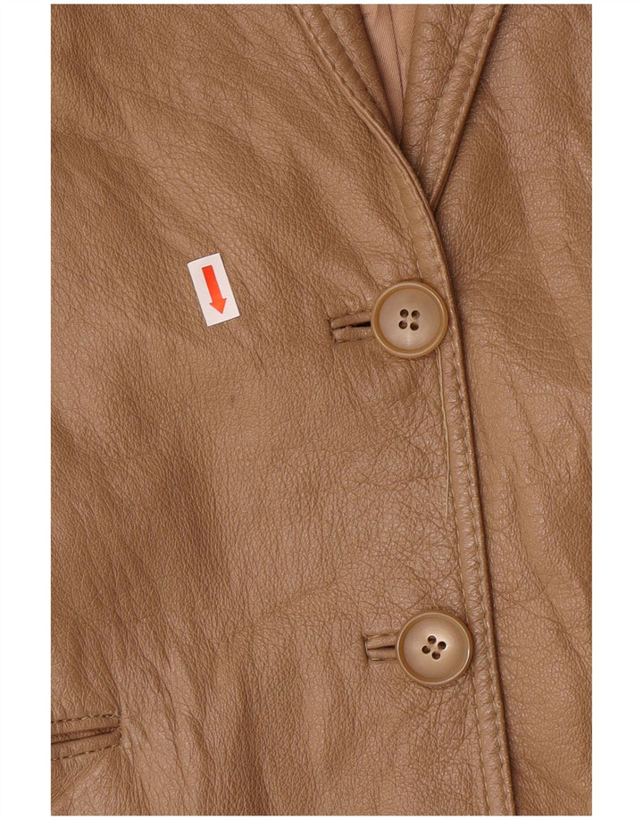 Giacca blazer vintage da donna a 2 bottoni IT 44 Classica in pelle beige media