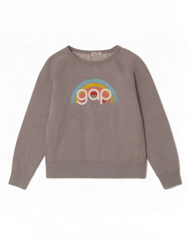 Gap Womens Graphic Sweatshirt Jumper UK 14 Medium Grey Cotton