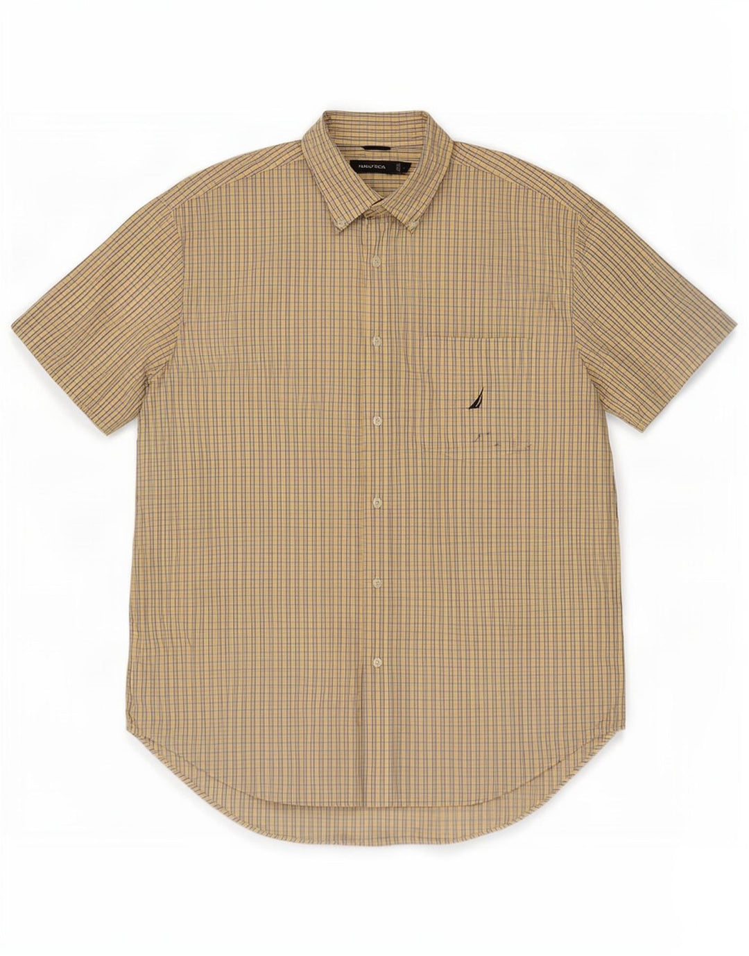 Camicia a maniche corte da uomo Nautica in cotone a quadri gialli grandi