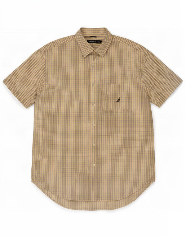 Camicia a maniche corte da uomo Nautica in cotone a quadri gialli grandi