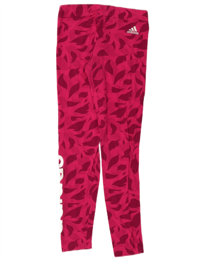 Leggings grafici ADIDAS per ragazze 14-15 anni in cotone floreale rosa