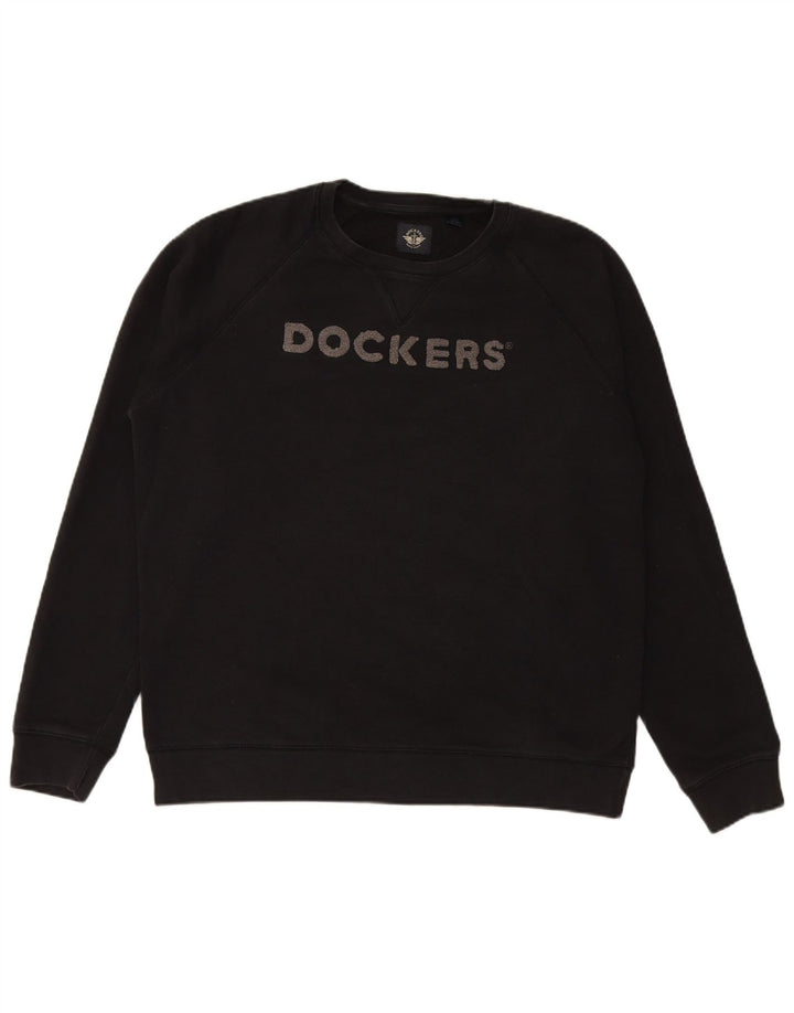 DOCKERS Mens Graphic Sweatshirt Jumper XL Black Cotton