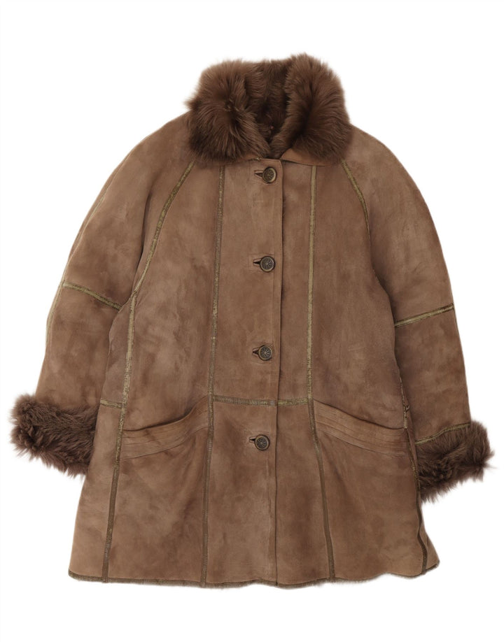 Cappotto oversize in shearling vintage da donna IT 44 Shearling marrone medio