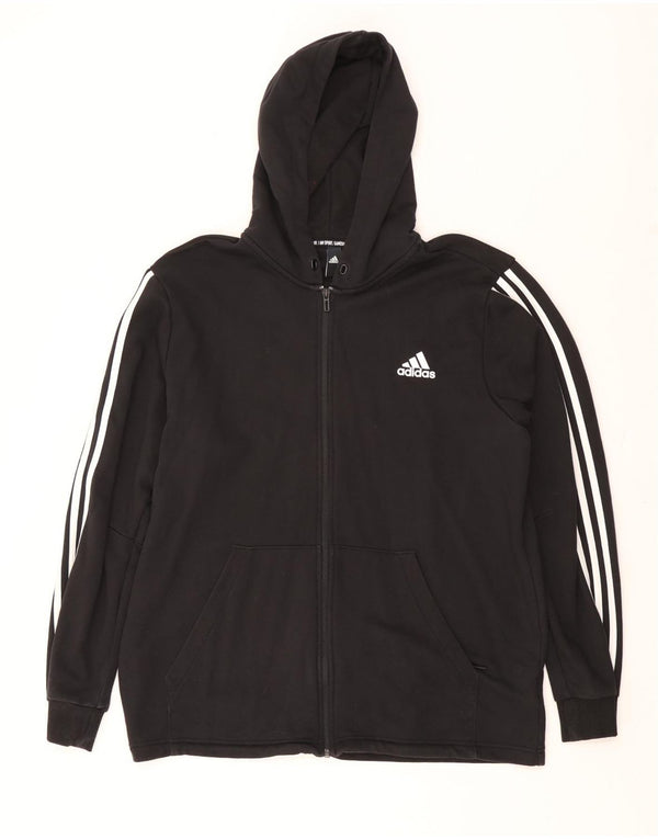 Felpa con cappuccio e zip Adidas da uomo XL in cotone nero