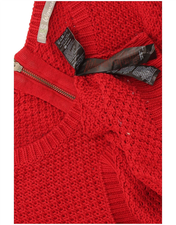Maglione maglione oversize con scollo a barca da donna Marks & Spencer UK 10 piccolo rosso