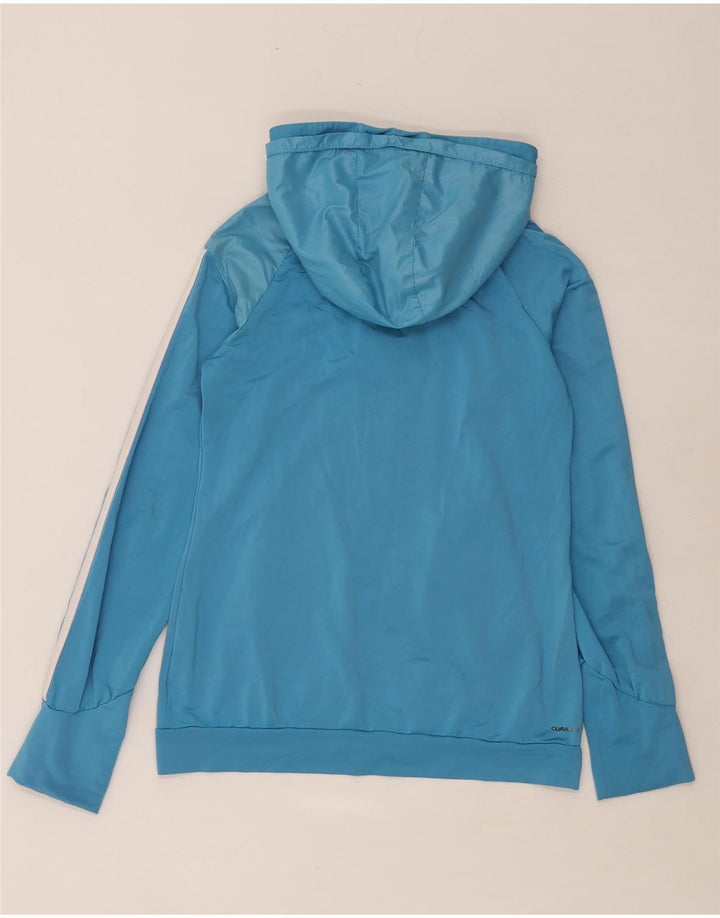 Maglione con cappuccio e zip da donna Adidas UK 10 piccolo poliestere blu