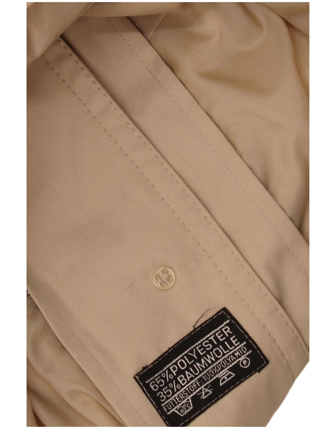 Soprabito con cappuccio da donna vintage UK 16 grande poliestere beige