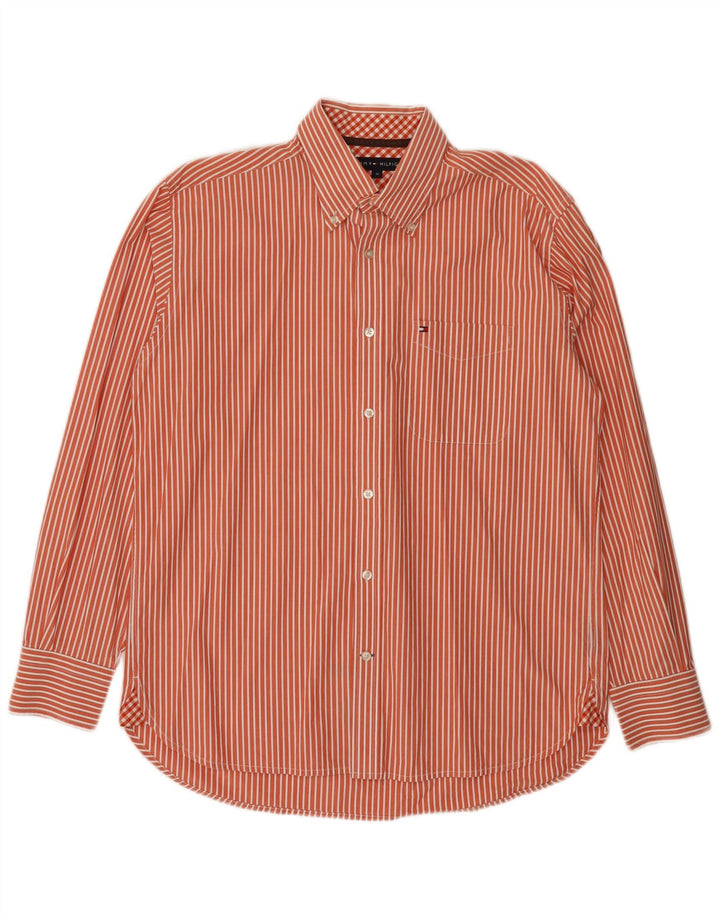 Camicia da uomo Tommy Hilfiger in cotone gessato arancione medio