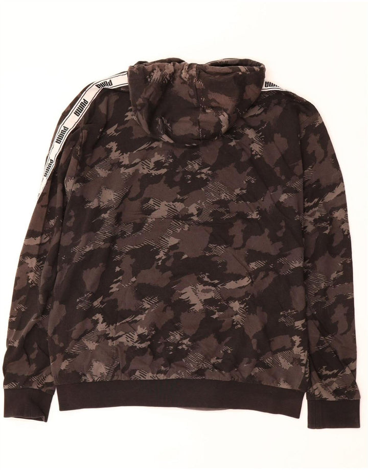 PUMA Mens Graphic Hoodie Jumper Medium Grey Camouflage Cotton Vintage Puma and Second-Hand Puma from Messina Hembry 