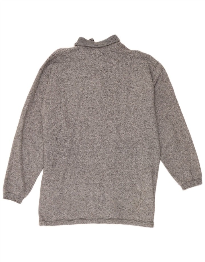 CHAMPION Mens Zip Neck Sweatshirt Jumper XL Grey Flecked Cotton
