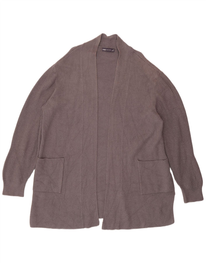 Maglione cardigan aperto da donna Marks & Spencer UK 20 2XL viscosa grigia