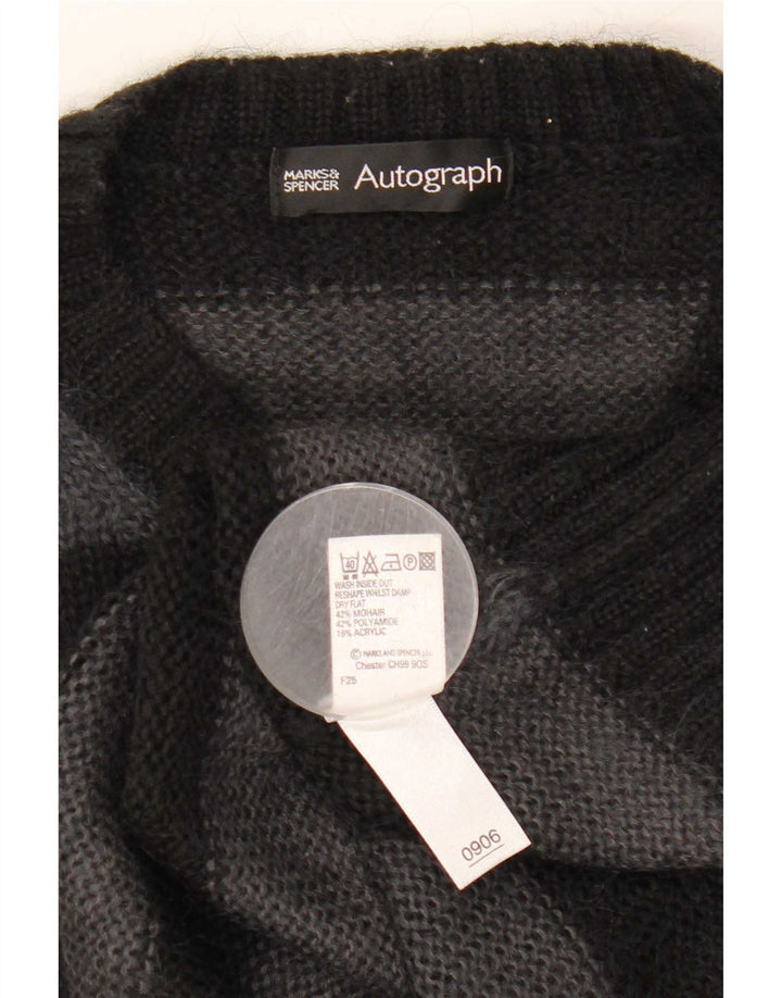 Maglione da uomo Marks & Spencer con zip autografa, maglione a righe nere medie