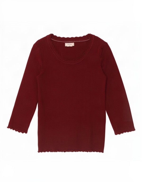 Maglione da donna con scollo a barca con maniche a 3/4 Fat Face UK 12 Bordeaux medio